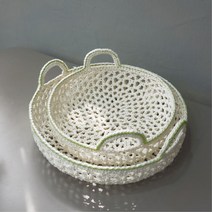손잡이형 레이스 뜨개바구니 트레이 팬트리 주방정리, 대
