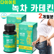 녹차 추출물 카테킨 카태킨 카텍킨 다이어트 체지방 혈중 콜레스테롤 개선 체중 판토텐산 비타민C 레몬밤 해조칼슘 보이차 추출물 셀레늄 타피오카 전분 폴리덱스트로스 말토덱스트린, 1000mg, 2BOX