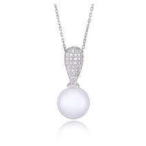 [시후주얼리] 실버925 시뮬럿다이아 핵진주 트라이앵글 목걸이 SS477N