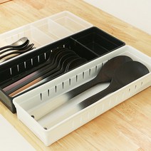 리빙에이지 수저통 수저정리함 싱크대 식기도구 커트러리 조리도구 칸막이 트레이, 블랙 슬림형, 1개