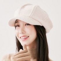 여성 탄력밴딩 베레모 니트퍼 기모안감 겨울 챙모자