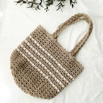 슬로우모먼츠 린넨 도트백 - 코바늘 가방 뜨개가방 만들기 diy 키트, 어텀옐로우, 소나무