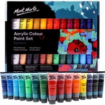 diy소품 방과후수업 Mont Marte 아크릴 페인트 세트 24 색 차키 키트 만들기, 18 colors