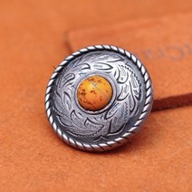 비즈공예 원석 골동품 실버 로프 사이드 프레리 먼지 꽃 새겨진 가죽 공예 안장 압정 청록색 Concho 버튼, 06 Yellow Bead