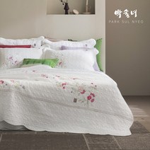 박술녀 순면 광목 워싱 침구세트 이불+베개커버+침대커버겸용 점보 스트레드 (작품명 연수화) 앞치마 빠른배송 쾌적한 항균이불 부모님 선물