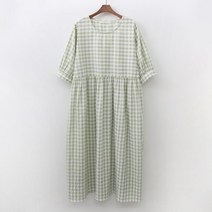 아이우먼 체크반팔셔링롱원피스 GRG824M205 빅사이즈