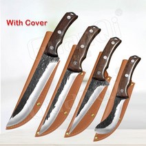 핸드메이드 고기칼 주방 중식도 정육칼 다용도 캠핑 나이프단조 뼈다귀 칼 낚시 칼 고기 식칼 사냥 칼 수제 스테인레스 스틸 부엌 칼 정육점 칼 절단 도구, 덮개가 있는 4개, 협력사