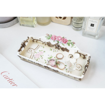 프리미엄 홈카페 다용도 크리스마스 로즈 엔틱 트레이, 특대