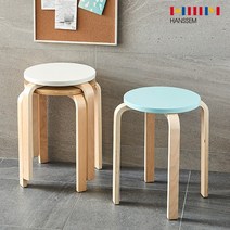 [한샘] NEW 마리4 라운드 스툴 원목의자, 크림