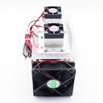 펠티어소자 에어컨 쿨링시스템 전자 냉각기 냉각방열기 3코어 팬12V, XD-148  + 전원 공급 장치