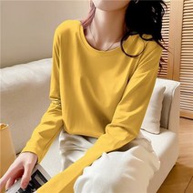 SJW 여성 기본 티셔츠 라운드 무지 긴팔 면티 빅사이즈 풀오버 이너 상의 베이직 봄가을 10컬러
