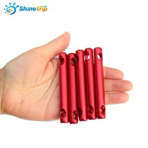 4pcs ShineTrip 야외 캠핑 텐트 쉼터 후크 알루미늄 합금 두 구멍 모양 바람 로프 스토퍼 버클, 빨간색