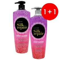 석기스토어 [ 엘라스틴 실크 리페어 550mL ] 실크 단백질 함유, 1+1 체리블라썸향 샴푸+컨디셔너