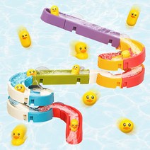 Duck Slide 만 4-8세 아동용 목욕 장난감 벽 트랙 빌딩 세트 만 3세 이상 재미있는 DIY 키트 욕조 시간, 01 34개