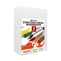 넥스커버 스트레치 캔버스 8팩 8x10인치 58인치 프로필 100 면 아트 캔버스 트리플 프라이드 화이트 블랭크 캔버스 무산 아크릴 오일 템페라 구아슈 페인트용 아티스트 페인팅 캔, 12