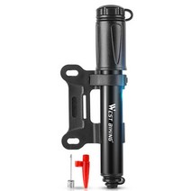 WEST BIKING 초경량 휴대용 자전거펌프(프레스타 슈레더방식 겸용), 블랙