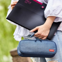 글로벌엔터랭크 대용량 파우치필통 펜 케이스, 데님블루, 1개