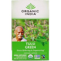 ORGANIC INDIA 툴시 차 그린 티백 18개 34.2G(1.21OZ), 1개