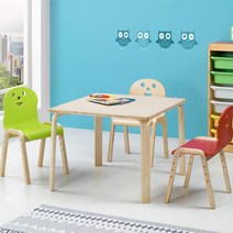 토리 원목 초등 정사각 책상 8~10세   신형 의자 2p 세트, 하늘(책상), 빨강(의자)