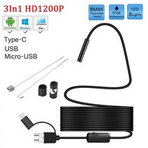 8mm 렌즈 카메라 내시경 HD 1200P IP68 2M 하드 플렉시블 튜브 Mirco USB 타입-C 내시경 안드로이드 내시경용 비디오 검사 316723, Soft Cable, 3.5 메터