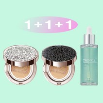 [쿠션15g+쿠션15g+앰플50ml] 1+1+1 트윙클라 시카 퍼펙트 그린 카밍 앰플 + 풀커버 주얼리 쿠션 21호 23호 [복합 피부 추천 쿠션], 1개, 실버다이아글리터17호+블랙17호(복합)+앰플
