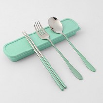 하이쿠킹 휴대용 포크 수저세트 그린, 없음