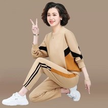 사이즈 엄마 중장년 여성 트레이닝복 세트 봄 가을 중년 엄마 가을옷 투피스 40대 50대