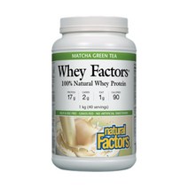 [내추럴팩터스] 100%내추럴 웨이프로틴 파우더 맛차그린티맛 1kg (Natural Factors PGX® Whey Protein)