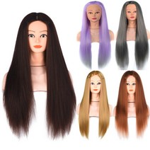 옥수수 수염 가발 모델 머리 연습 올림머리 편발 머리모 신부 올림머리 스타일링 교습 머리모, 골드+작은 거치대, 하나