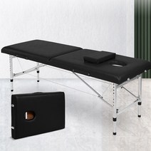 접이식 마사지침대 피부관리 베드, 1개, 철제다리 블랙 얼굴오픈