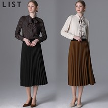 리스트 리스트 모혼방 밴딩 플리츠 스커트