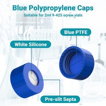 파란색 나사 캡 9-425 투명 바이알 쓰기 패치 실험실 튜브 PTFE 흰색 실리콘 셉타 캡 100PCs 2ml, 한개옵션0