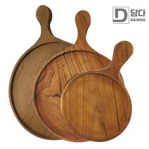 (약재로 사용되는) 티크 나무-양면 원형 도마 소 중 대, 티크 나무-원형 도마 중 (25x37x2cm)