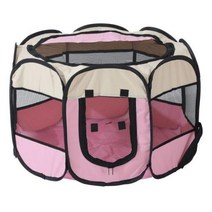 야외용 하우스 애완 동물 용품 새로운 휴대용 접이식 고양이 텐트 개집 내구성 개집 팔각형 고양이 케이지 팝업 텐트 애완 동물 야외 울타리 개집, 분홍색+73x73x43cm