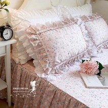 베개커버 수입 구미 정교한 레이스 자수 로맨틱 베이지 면 침구 순면 프린세스 베개 세트 한 쌍 우편