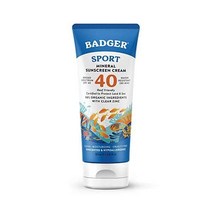 오소리 Badger SPF 40 스포츠 선스크린 크림 산화아연 암초 친화적인 광범위 방수 무향 2.9온스, 2.9 Fl Oz (Pack of 1)