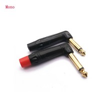직각 잭 6.35/3.5MM 모노/스테레오 수 커넥터 황동 금 도금 90 도 마이크 기타 앰프 커넥터 플러그 2 피스, Stereo