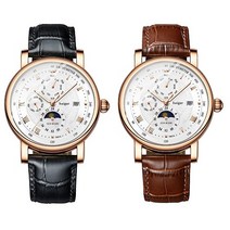 헤이거 오토메틱 소가죽 남성시계 브라운 블랙 스트랩