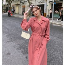 여성 가을 롱 트렌치 코트