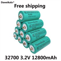 납산배터리 100% 32700 12800mAh 3.2V lifepo4 충전식 배터리 전문 리튬 철 인산염 전원 나사 포함 충전지 건전지, [06] 10PCS