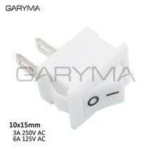 푸쉬버튼스위치 KCD1/KCD11 보트 로커 스위치 3A250VAC/6A250VAC ON-OFF I/O SPST 2 핀 미니 버튼 블랙 레, 03 10x15mm-White