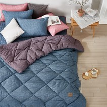 공유가치 올데이 마이크로 차렵이불 침구세트 블루 순면이불, 솔로몬쿠팡 본상품선택