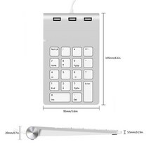 숫자 패드 유선 키보드 18 키 USB 2.0 다기능 허브 재무 회계 금전 등록기 컴퓨터 키패드, 은_One Size, 상세 설명 참조0, 상세 설명 참조0
