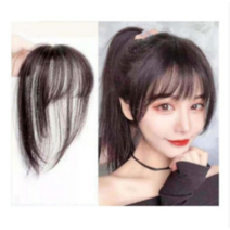 인모 여자 정수리 일체형 내츄럴 똑딱 앞머리 가발, 옵션2, 1개