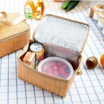 보온보냉 라탄느낌 피크닉 도시락 음료수 가방 방수원단 쿨링백, ◐본상품★⊙