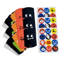 할로윈 호박 박쥐 포장박스 (7종 세트) 18개, 3개 (구디백 포장지 18p + 스티커 36p)