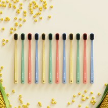 친환경칫솔 월간칫솔 작은헤드 치과칫솔 잇몸 칫솔모 컬러풀, 1개, 12개