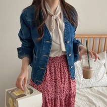 데님 브이넥 봄 노카라 청자켓 간절기포켓 버튼 루즈핏 데일리 진청 연청
