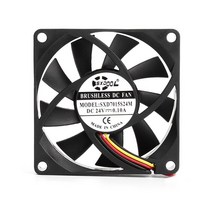 2pcs 24v 냉각 팬 70mm 7015 70x70x15mm 슬리브 베어링 컴퓨터 서버 인버터 섀시 축 냉각 팬 3선 무음 케이스, 없음