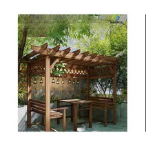 원두막 정자 야외 바베큐장 테라스, 길이 3m x 폭 2m 포도 프레임 의자 2개 정사각형